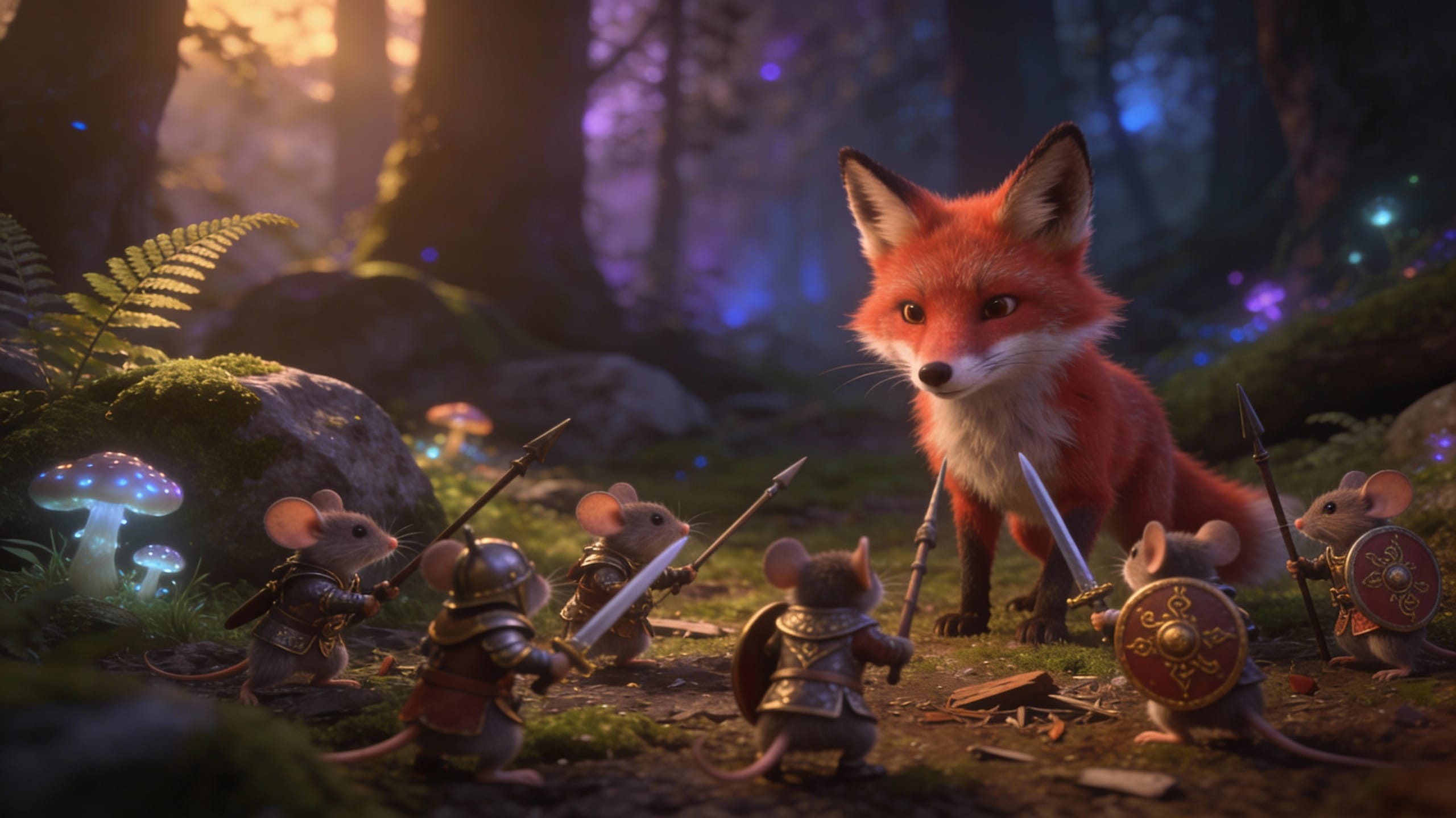 a fox confronted by a mouse army