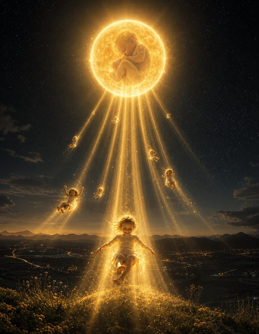 children sliding down sunbeams