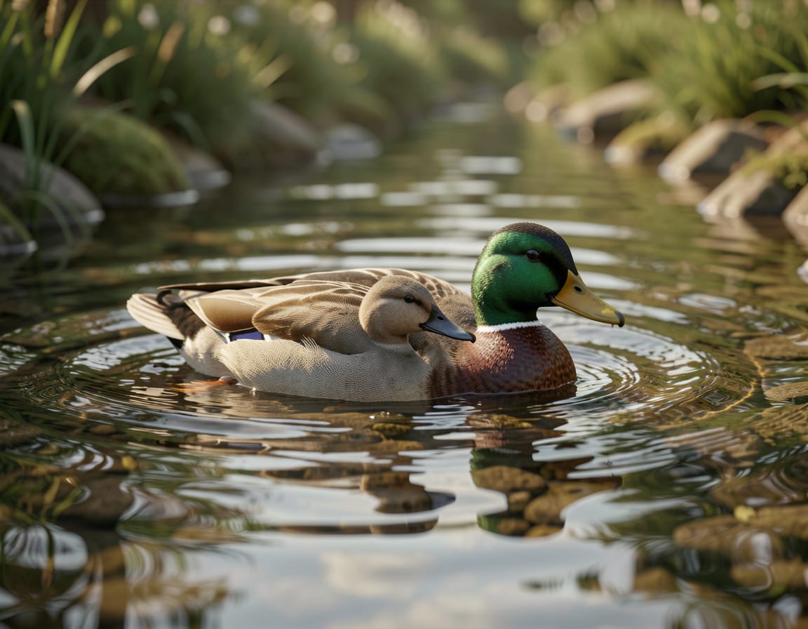 wild ducks in the creek